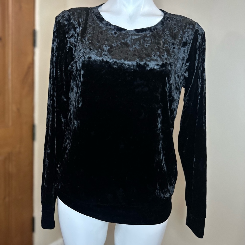 Crushed Velvet Long Sleeve Black